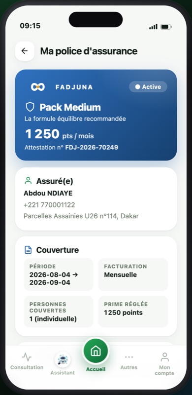 Police d'assurance FADJUNA